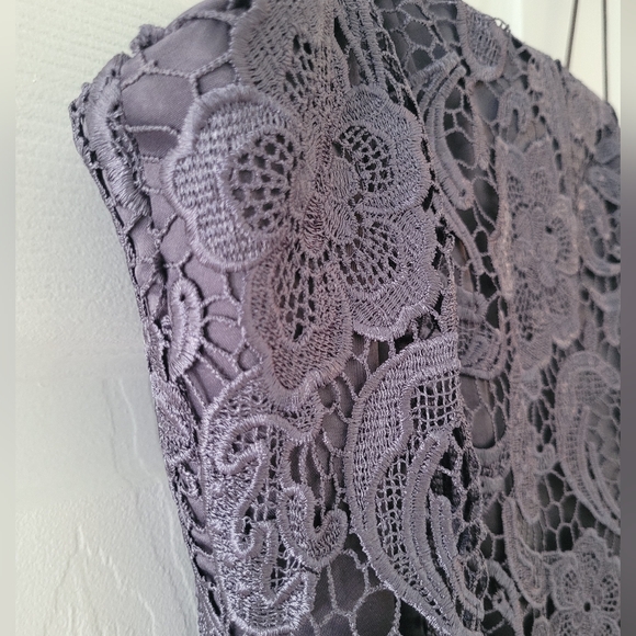 Adrianna Papell size 6 deep grey short lace evening dress - Picture 5 of 9